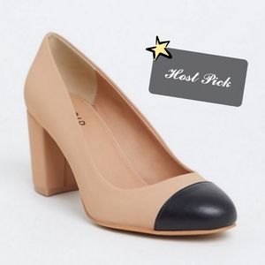 Torrid Cream Black Toed Wedges